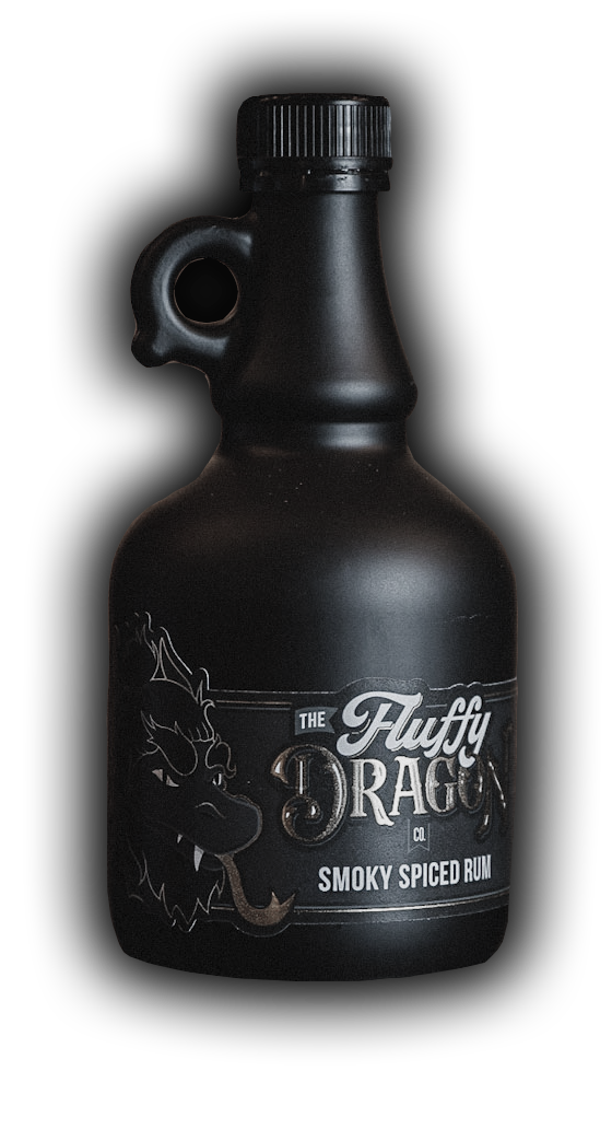 A bottle of The Fluffy Dragon Co smoky spiced rum